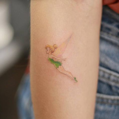 Tinker Bell tattoo Tinkerbell Tattoo, Bell Tattoo, Tinker Bell Tattoo, Pixie Tattoo, Belle Tattoo, Fairy Tattoo Designs, Fairy Tattoo, Disney Tattoos, Vintage Tattoo