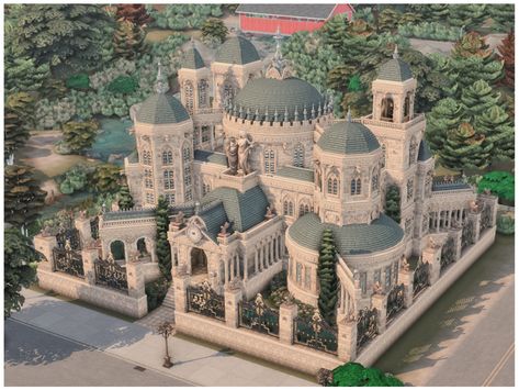 The Sims Resource - MM The Brownstone Palace Sims 4 Cruise Ship, Sims 4 Castle Base Game, Sims 4 Mega Mansion, Library Exterior Architecture, Sims 4 Cc Castle Decor, Sims 4 Palace Cc, Sims 4 Medieval Castle, Sims Mansion Floor Plans, Sims 4 Versailles