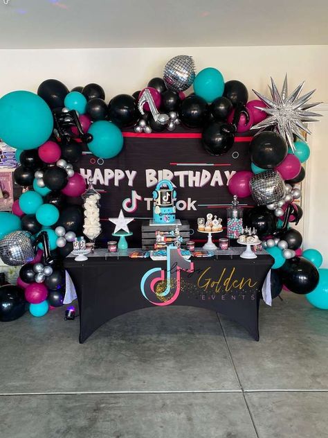 TikTok Birthday Party Ideas | #birthday Tik Tok Birthday Party Ideas, Tiktok Birthday Party Ideas, Tik Tok Birthday Party, Tiktok Birthday Party, Birthday Tiktok, Tiktok Birthday, Fire Cake, Music Birthday Party, 7th Birthday Party Ideas