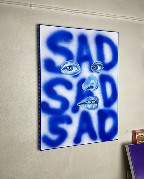 Art On Canvas Aesthetic, Spraypaint Art Ideas, Painting Ideas For Room Decor, Acrylic Projects Diy, Creative Canvas Ideas, Art Canvas Ideas, Blue Paintings On Canvas, Cool Canvas Art, Decor Painting Ideas