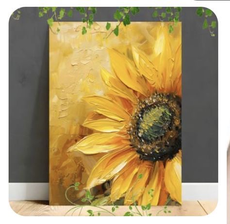 Sunflower Paintings, Sunflowers Painting, Painting Sunflowers, Soft Background, Sewing Products, Yellow Petals, Framed Canvas Painting, Flower Painting Canvas, Abstract Flower Painting