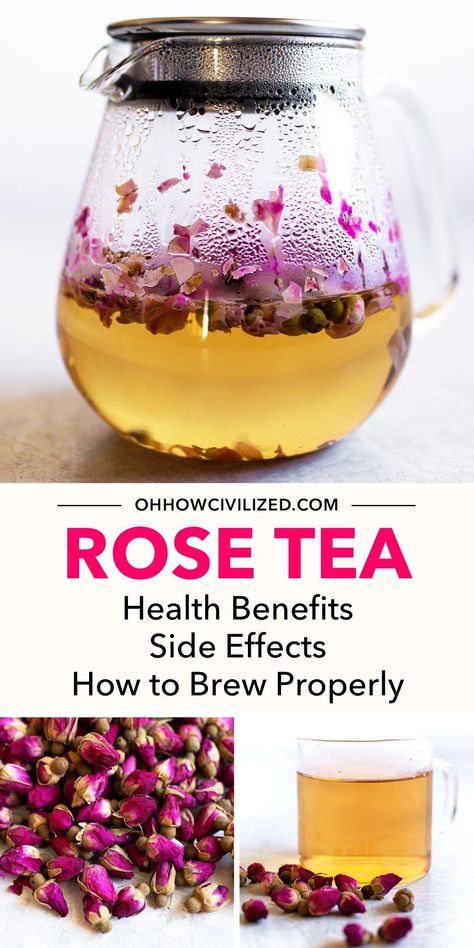 Dried rose buds can be used to make a soothing herbal tea by brewing it in hot or cold water. See my step-by-step guide on how to make the perfect cup of rose tea. #tearecipes #herbaltea #floraltea #rosetea #roserecipes Homemade Tea Recipes, Hot Tea Recipes, Rosehip Tea, Herbal Tea Benefits, Milk Tea Recipes, Tea Drink Recipes, Making Iced Tea, Easy Teas, Caffeine Free Tea