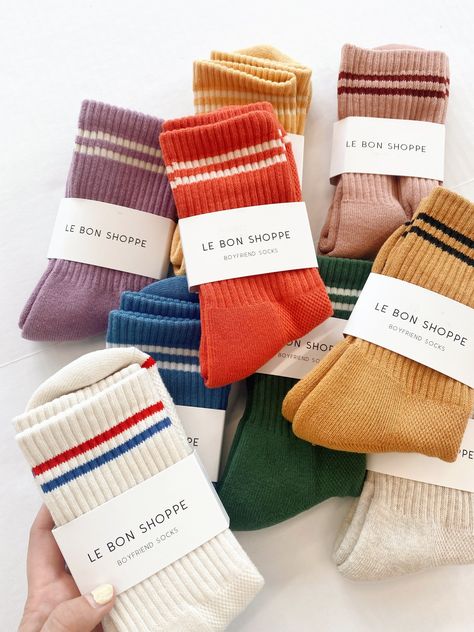 cute, vintage-inspired socks feature a chunky knit and a natural cotton blend. socks wear just slightly above the ankle. available in 11 fun colors. available in 11 colors (from left to right): milk, vintage pink, coral, red, biscotti, butter, meadow, moss, ocean blue, grape, and oatmeal one size fits most 85% cotton 13% polyester 2% spandex machine wash cold, tumble dry low Retro Tube Socks, Cute Crew Socks, Fun Socks Outfit, Cute Socks Aesthetic, Ankle Socks Outfit, 80s Socks, Boyfriend Socks, Chunky Socks, Retro Socks