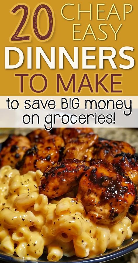 20 Cheap Dinners - Dinner recipes for family main dishes comfort foods. 20 cheap easy dinners to make to save money on groceries for school night meals and busy day family dinners with picky eaters. Frugal Meals and Cheap Dump dinners quick dinner ideas and easy meals comfort dinners cheap meals for large families, easy family dinner ideas Cheap Meals That Feed A Lot, Simple Cheap Meals For Two, Cheap Easy Quick Dinners For Family 4, Easy Cheap Dinners For Large Family, Supper Ideas For Big Families, Super Cheap Family Meals, Quick Large Family Meals, Big Meal Ideas, Dinner On A Dime Recipes