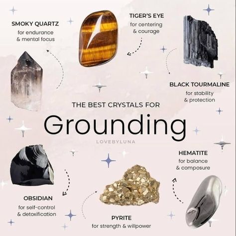 by @lovebyluna Crystal Aestethic, Crystals For Grounding, Crystals Meaning, Crystal Healing Chart, Natural Things, Soya Mumu, Crystal Vibes, Best Crystals, Crystal Properties