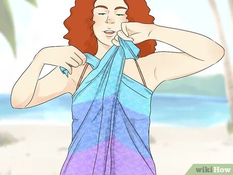 4 Ways to Tie a Pareo - wikiHow How To Tie A Bathing Suit Wrap, Sarong Wrap Tutorial, Sarong Tutorial, How To Tie A Sarong, Sarong Tying, Cook Island, Wrap Bathing Suit, Sarong Dress, Sarong Wrap