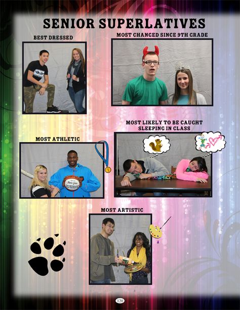 This is how the class favourites should NOT be done. The weird colours are cringey. The weird sizing and spacing of the photos is making my eyes burn, and the overall format and design is weirding me out. Homeschool Yearbook, Yearbook Superlatives, Senior Superlatives, Quote Layout, Laundry List, Yearbook Pages, Yearbook Covers, Yearbook Themes, Yearbook Ideas