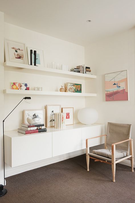 Ikea Lack Wall Shelf, Ikea Wall Shelves, Home Office Design On A Budget, Inexpensive Living Room, Ikea Lack Shelves, Ikea Living Room, Ikea Lack, Comfy Living Room, Ikea Shelves