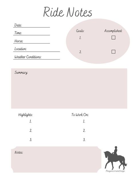 I created this template because I used to write all this information down after my lessons and I wanted a page that looked beautiful and was organized while doing it! Head to my etsy shop to purchase it! Equestrian Tips, Riding Ideas, Journal Simple, Horse Training Exercises, Horseback Riding Lessons, Horse Lessons, Horse Exercises, Horse Facts, Horse Riding Tips