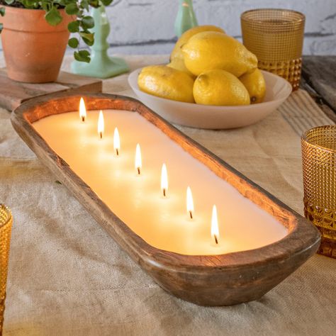 Wooden Bowl Candle, Dough Bowl Candles, Bowl Candles, Bowl Bread, Candle Bowl, Candle Table Centerpieces, Farmhouse Table Centerpieces, Farmhouse Candles, Bread Bowl