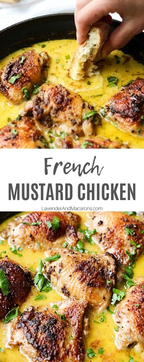 French Recipes, French Mustard Chicken, Chicken Cajun, French Mustard, Mustard Chicken Recipes, Quick Chicken Recipes, Mustard Chicken, Mustard Sauce, Duck Recipes