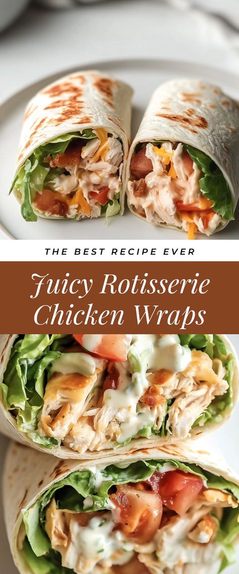 Image for Juicy Rotisserie Chicken Wraps Rotisserie Chicken Wrap Recipes, Rotisserie Chicken Wraps, Rotisserie Chicken Wrap, Chicken Wraps Healthy, Rotisserie Chicken Salad, Chicken Wrap Recipes, Grilled Tofu, Lunch With Friends, Fun Lunch