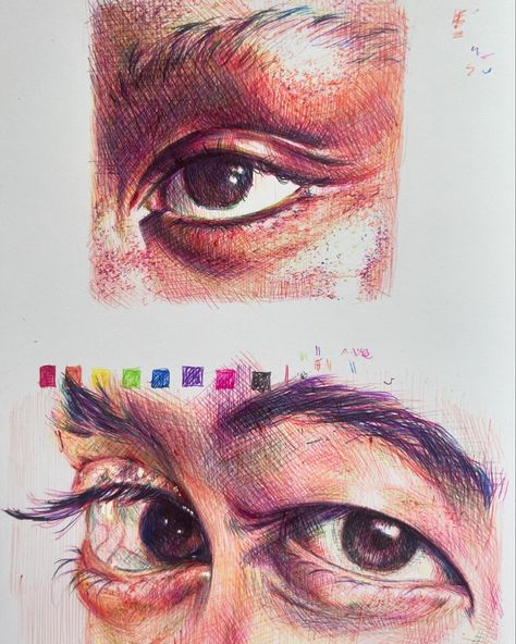 Eye Realistic Eyes Drawing, Ballpoint Sketch, Art Coursework, Vinyl Art Paint, Realistic Eyes, Eyes Color, Sketchbook Inspo, Sketches Simple, Color Pencil