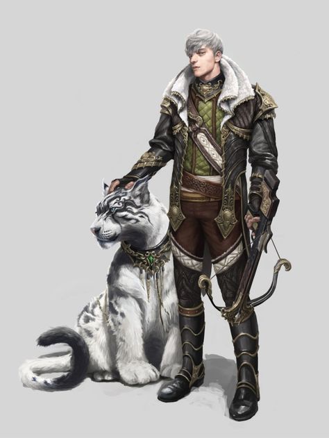 Beast Tamer Dnd, Beast Master, Kim Hunter, Fantasy Cat, Fantasy Heroes, Dungeons And Dragons Characters, Fantasy Male, Fantasy Warrior, Animal Companions