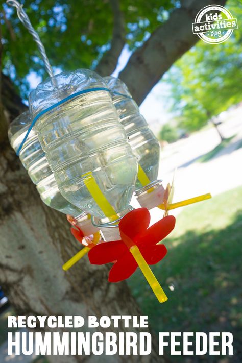 Homemade Hummingbird Feeder, Homemade Hummingbird Nectar, Diy Hummingbird Feeder, Importance Of Recycling, Hummingbird Nectar, Hummingbird Feeder, Diy Bird Feeder, Elementary Activities, Diy Birds