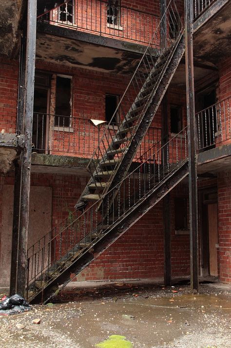 The Mahencha Apartments of Gary, Indiana - Sometimes Interesting Midwestern Gothic, Gary Indiana, Deep Dream, Aesthetic Ideas, Structure Design, Brick And Stone, Environment Design, Old Building, Abandoned Buildings