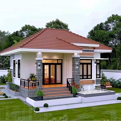 Modern Bungalow House Design, Starter House, Bungalow Style House, Bungalow Style House Plans, Small House Front Design, House Balcony Design, Small House Design Exterior, Building House Plans Designs, Architectural Design House Plans