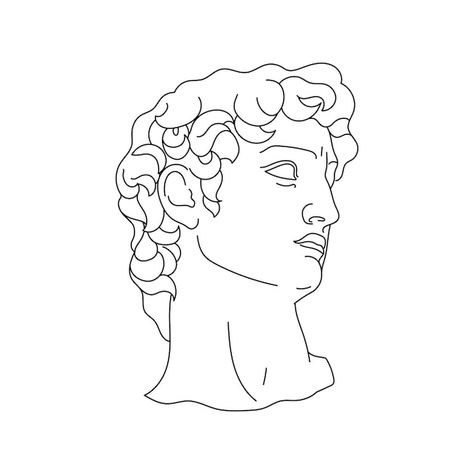 Greek Sketches Easy, Simple Greek Mythology Drawings, Greek Statue Painting Easy, Greek Mythology Art Sketch, Greek God Line Art, Greek Mythology Outline, Greek Mythology Art Drawing Easy, Roman Head Tattoo, Greek Face Drawing