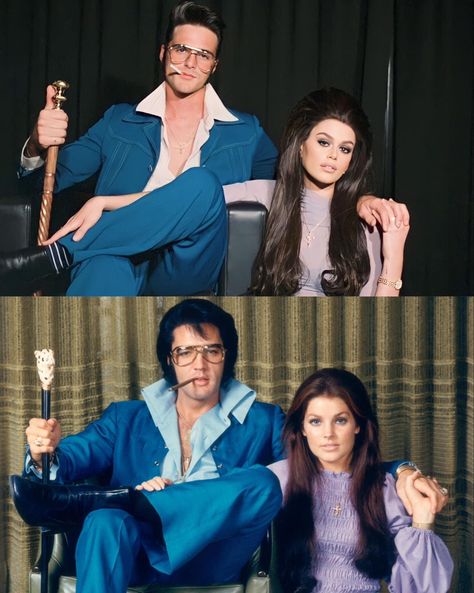 Elvis and Priscilla costumes❤️🔥 Elvis And Priscilla Costume, Priscilla Costume, Austin Powers Fembot, Halloween Makeup Terror, Smith Matrix, Elvis Costume, Jake And Amy, Duo Costumes, Hot Halloween Outfits