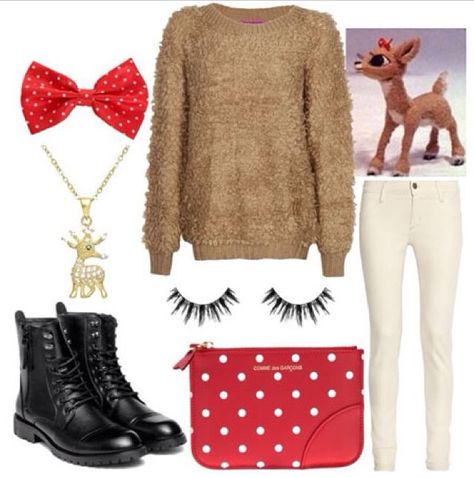 Dress like Clarice from Rudolph the Red Nosed Reindeer! Happy holidays! Christmas Character Costumes Women, Reindeer Outfit Women, Christmas Characters Costumes, Rudolph Costume, Christmas Character Costumes, Christmas Outfit Ideas For Women Classy, Elf Party, Christmas Movie Characters, Inspired Costumes