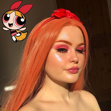 Ellie Addis on Instagram: “blossom ❤️ 1/3 of my ppg serieeees bc i love them ______ @morphebrushes 35b; @girls_attitude luxe lashes; @colourpopcosmetics spellbound…” Ppg Costume, Ellie Addis, Blossom Makeup, Blossom Ppg, Girl Attitude, Curly Girl Hairstyles, Cosplay Makeup, Curly Girl, Makeup Art