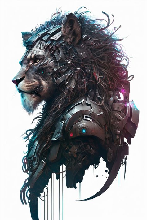 Lion Character Design, Cyberpunk Dog, Lion Character, Robot Lion, Nfl Football Art, Football Art, Childrens Gifts, Art Styles, Nfl Football