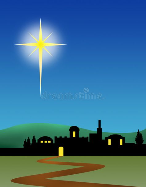 The Star Of Bethlehem, Bethlehem Christmas, Sky Illustration, Nativity Silhouette, Christmas Lesson, Christmas Window Display, Star Of Bethlehem, Christmas Nativity Scene, Office Christmas