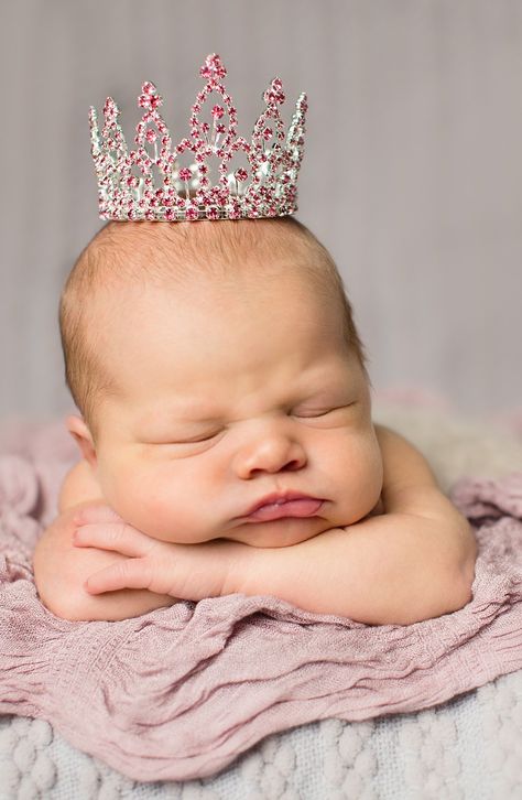 Adorable! Love this pink crown for a baby picture. The Swarovski crystals are so sparkly. Interested in #Royal #baby #names ? Babies Pictures, Don't Disturb, Baby Queen, Crown Baby, Newborn Pics, Its A Girl, Baby Pic, Pink Crown, Baby Bling