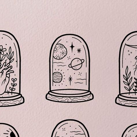 Spell Jar Tattoo Design, Mason Jar Tattoo Ideas, Mushroom Jar Tattoo, The Bell Jar Tattoo, Enchanted Terrarium, Bell Jar Tattoo, Small Blackwork Tattoo, Jar Doodle, Terrarium Tattoo