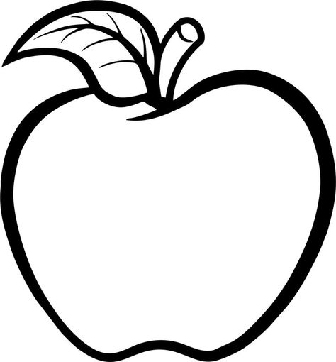 Apple Black And White, Apple Outline, Apple Clip Art, Clip Art Black And White, Fruit Crafts, Apple Background, Fruit Coloring Pages, Farm Animal Coloring Pages, Fruits Drawing