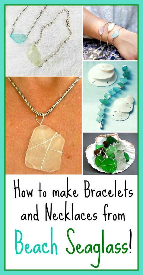 How to make Bracelets and Necklaces from Beach Seaglass: http://beachblissliving.com/how-to-make-jewelry-from-beach-sea-glass/ From wire wraps, to glue-on, to drilling holes. Beach Glass Crafts, Make Bracelets, Wire Jewelry Making, Sea Glass Bracelet, Beach Glass Art, Sea Glass Beach, Beachglass Jewelry, Sea Glass Crafts, Seashell Jewelry