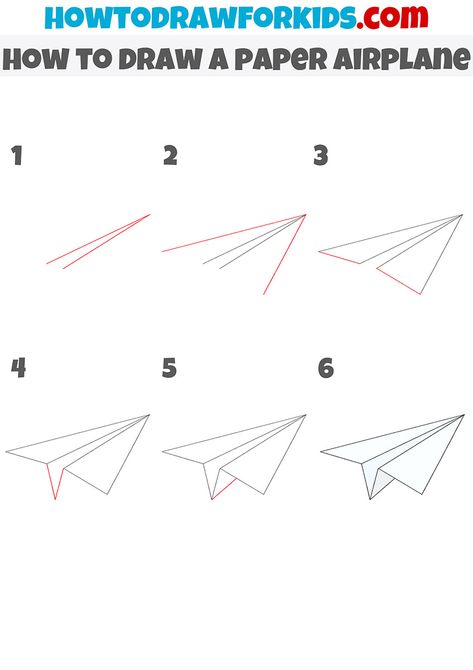 how to draw a paper airplane step by step Paper Airplane Steps, Paper Airplane Drawing, Holiday Handprint Art, Airplane Doodle, Airplane Craft, Paper Airplane Tattoos, Flowers Paper Craft, Paper Figures, Plane Drawing