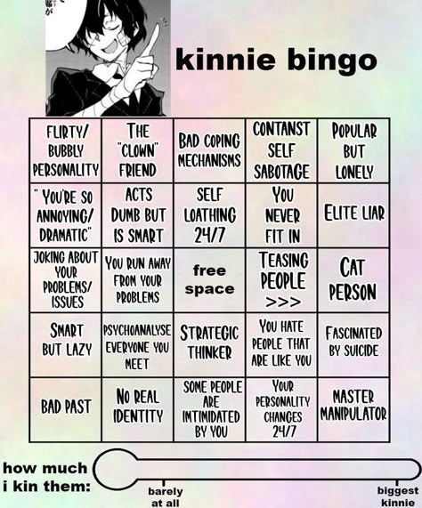 Dazai Kinnie, Fun Templates, Kinnie Bingo, Bingo Template, Motivational Movie Quotes, People Problems, Dazai Bungou Stray Dogs, Free Cats, Chernobyl