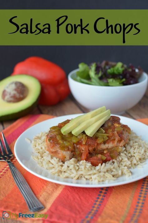 Salsa Pork Chops, Recipe Using Salsa, Mexican Pork Chops, Baked Boneless Pork Chops, Pork Chops And Rice, Boneless Pork Chop Recipes, Slow Cooker Salsa, Slow Cooker Pork Chops, Gluten Free Sides