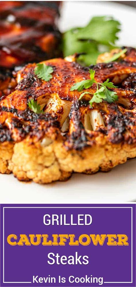 Grilled Cauliflower Steaks, Cauliflower Steaks Recipes, Cauliflower Steak, Grilled Cauliflower, Cream Of Broccoli Soup, Healthy Side Dish, Cauliflower Steaks, Grilled Veggies, Healthy Side