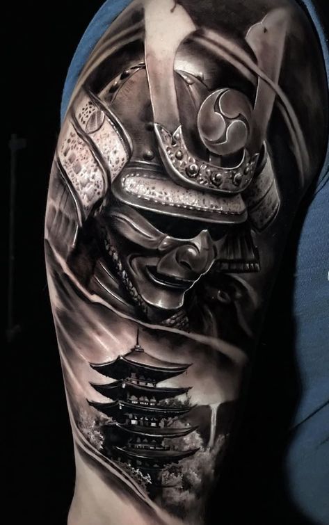 Japanese Samurai Tattoo Design, Japanese Samurai Tattoo, Ronin Tattoo, Tato Irezumi, Samurai Tattoos, Samurai Mask Tattoo, Japanese Warrior Tattoo, Samurai Tattoo Sleeve, Warrior Tattoo Sleeve