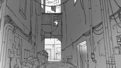 Alleyway Perspective Drawing, Ally Way Background Drawing, City Alleyway Drawing, Alleyway Drawing Reference, Japanese Alleyway Drawing, Dark Alley Drawing, City Background Drawing Reference, Dark Alleyway Drawing, Alleyway Illustration