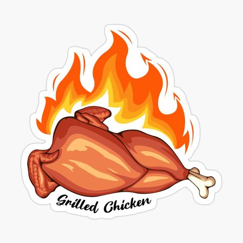 Chicken Sticker, Chicken Food, Stickers Magnets, Grilled Chicken, My Drawings, Sticker Design, Grilling, Magnets, Vinyl Decal Stickers