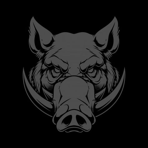 Ilustração de cabeça de javali Vetor Pre... | Free Vector #Freepik #freevector #vintage #abstrato #projeto #animal Razorback Painting, Pig Skull, Hercules Tattoo, Wild Boars, Pig Tattoo, Head Illustration, Pitbull Art, Wild Pig, Wild Hog