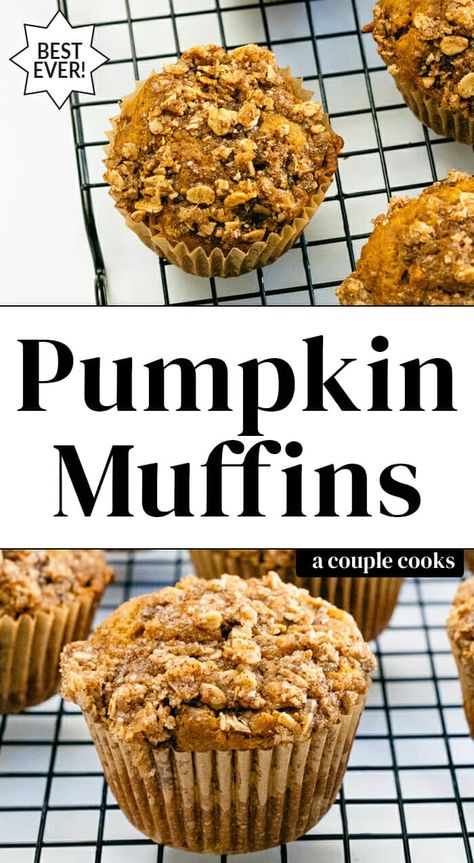 Everyone loves this healthy pumpkin muffins recipe! Bake up a batch for the best moist interior and crunchy streusel topping. #healthy #pumpkin #muffins #pumpkinmuffins Libbys Pumpkin Muffins, Easy Pumpkin Muffins, Apple Streusel Muffins, Healthy Pumpkin Muffins, Pumpkin Muffins Recipe, Pumpkin Pie Spice Recipe, Vegan Pumpkin Bread, Pie Spice Recipe, Pumpkin Muffins Easy