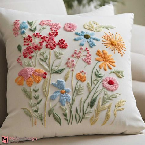 The Beauty of 10+ Simple Pillow Cover Hand Embroidery Designs 2 Pillow Covers Handmade, Cushion Cover Embroidery Handmade, Hand Embroidered Cushions, Embroidery On Pillow Cover, Embroidery Cushion Covers Ideas, Cushion Embroidery Design Ideas, Hand Embroidery Cushion Covers, Embroidery On Pillow, Hand Embroidery Pillow Cover