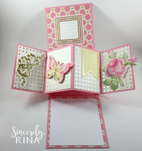 Twist Pop Up Panel Card Tutorial – Sincerely Rina Popup Cards Tutorial, Pop Out Cards, Twist Pop, Simple Card Designs, Screen Cards, Tarjetas Pop Up, Pop Up Card Templates, Baby Cards Handmade, Fancy Fold Card Tutorials