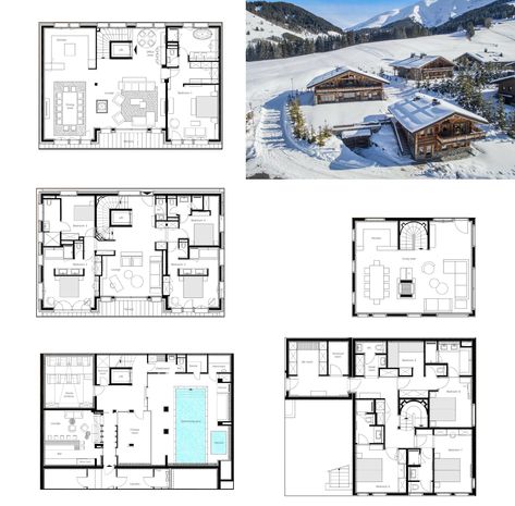 Swiss Chalet Floor Plans, Ski Cabin Floor Plans, Ski House Floor Plans, Chalet Plan Architecture, Ski Chalet Floor Plans, Chalet Floor Plans, Chalet Plan, Chalet Plans, Lodge Floor Plans