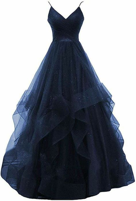 Prom Dresses Spaghetti Strap, Navy Blue Prom Dress, Navy Blue Prom, Dresses Navy Blue, Blue Prom Dress, Long Evening Dresses, Stunning Prom Dresses, Dark Blue Dress, Spaghetti Strap Prom Dress