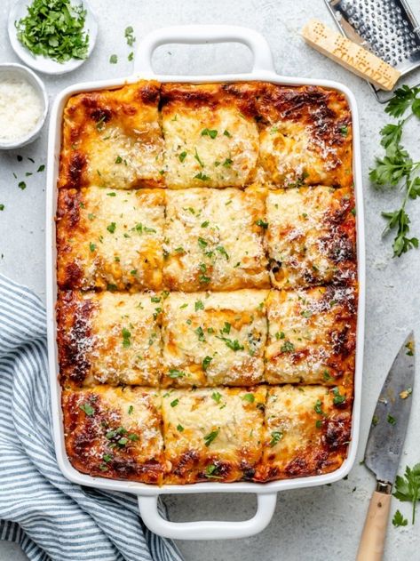 Butternut Squash Lasagna Recipe, Gluten Free Lasagna Noodles, Butternut Squash Sauce, Butternut Squash Lasagna, Squash Lasagna, Cut Butternut Squash, Ambitious Kitchen, Roasted Vegetable, No Noodle Lasagna