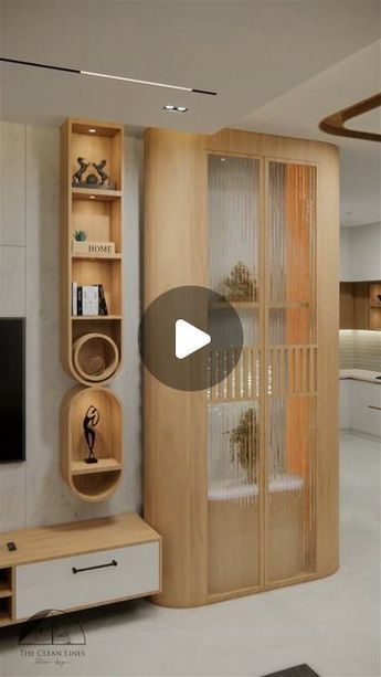 Bookshelf With Tv Unit, Space Saving Tv Unit, Living Room With Pooja Unit, Puja Unit With Tv Unit, Tv Unit Decor Modern Interior Design, Tv Unit With Pooja Unit In Living Room, Pooja Space In Living Room, Corner Pooja Unit, Pooja Unit Designs In Living Room