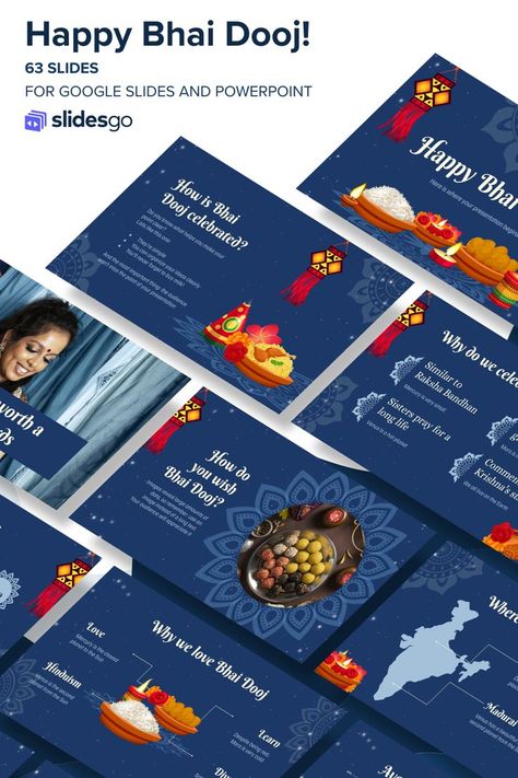 Happy Bhai Dooj! Asean Countries, Hindu Traditions, Happy Bhai Dooj, Bhai Dooj, Day Template, Slide Presentation, Blue Illustration, Power Point Template, The Hindu