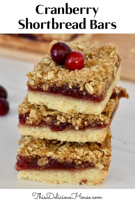 Cranberry Shortbread Bars are a delicious treat with a shortbread bottom, cranberry sauce middle, and streusel topping! You can use canned or leftover cranberry sauce for this recipe. Leftover Cranberry Jelly Recipes, Canned Cranberry Sauce Muffins, Using Leftover Cranberry Sauce, Recipes For Leftover Cranberry Sauce, Cranberry Jelly Uses, Leftover Jellied Cranberry Sauce Recipes, Recipes With Jellied Cranberry Sauce, Leftover Cranberry Sauce Recipes Ideas, Recipes Using Canned Cranberry Sauce