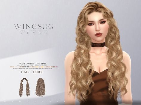 Sims 4 Wings Cc Hair, Sims 4 Wavy Hair Cc Alpha, Sims 4 Cc Long Wavy Hair, Sims 4 Cc Hair Alpha Long, Wavy Hair Sims 4 Cc, Sims 4 Curly Hair Cc Alpha, Hair For Sims 4, Curled Long Hair, Sims 4 Curly Hair