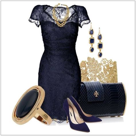 CHATA’S DAILY TIP: Who says your little black number must always be black? With the nautical look being so popular this summer, why not change to French Navy (so dark it’s almost black). The lacy sleeve perfectly conceals fuller upper arms. Very chic to accessorize in gold; the navy shoes can be replaced with gold strappy sandals. COPY CREDIT: Chata Romano Image Consultant Maryna Allmann http://chataromano.com/consultant/maryna-allmann/ IMAGE CREDIT: Beauty and Fashion’s Facebook page Blue Dress Outfit Ideas, Blue Lace Dress Outfit, Dark Blue Dress Outfit, Navy Blue Dress Outfit, What Jewelry To Wear, Blue Dress Outfit, Navy Dress Outfits, Lace Dress Outfit, Blue Dress Outfits